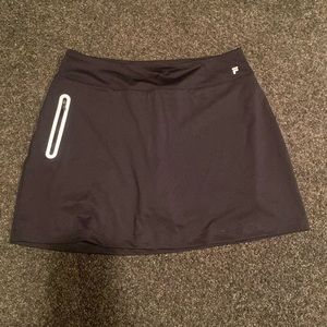 Fila black skorts with shorts inside with zipper pocket tennis skirt